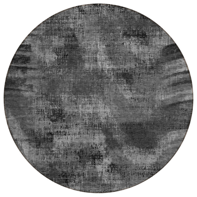 Tapis rond gris anthracite 8 po