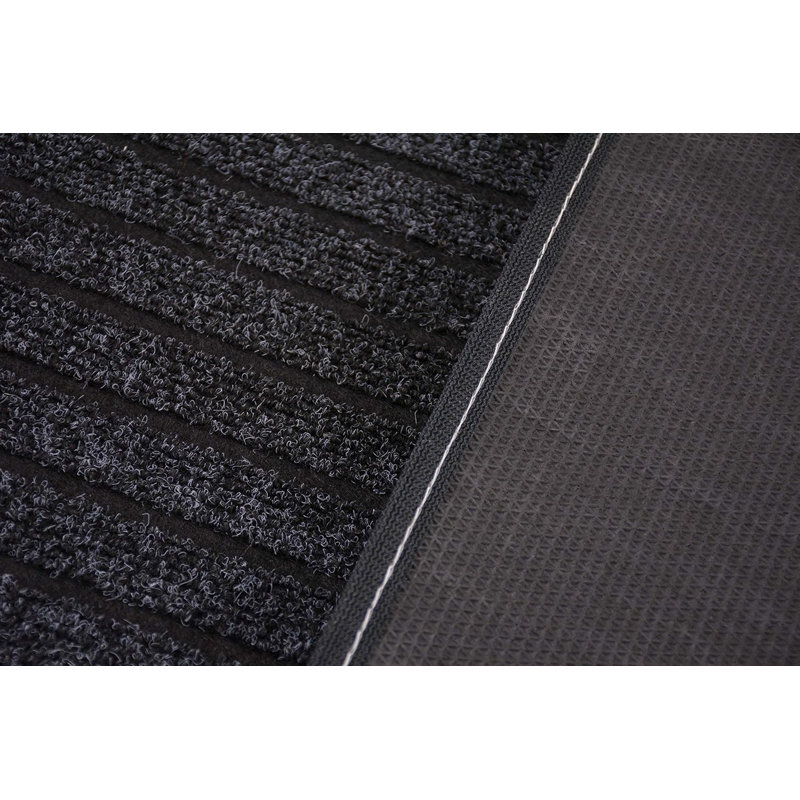 Indoor / Outdoor Striped Design Black Light Weight Low Pile Slip Resistant Rugs for Commercial, Residential Hallway