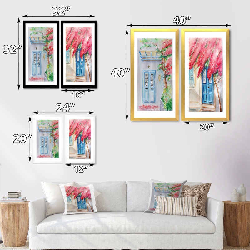Illustration florale de porte - ensemble de 2 reproductions sur toile, H 40 po x l 40 po x P 1 po, Cadre photo doré