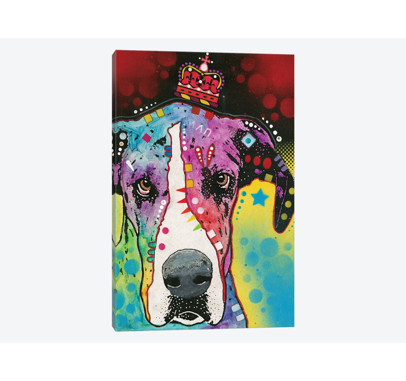 «Great Dane II», impression sur toile, H 24 po x l 16 po x P 1 po, Papier d'art encadré noir, Blanc