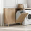 Armoire à linge inclinée avec deux bacs amovibles, en MDF et chêne autoportante.
