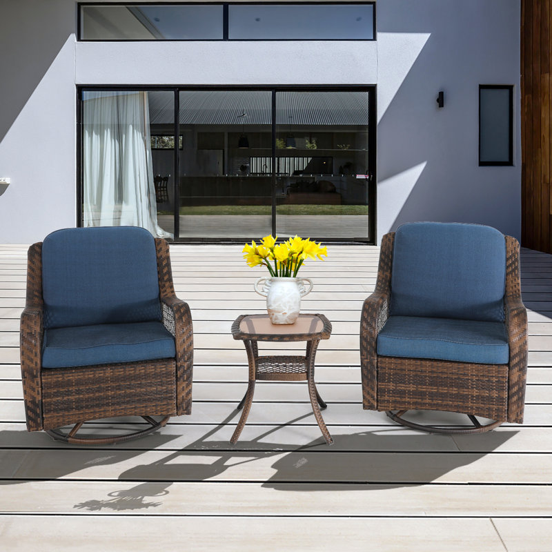 Aderyn Wicker 2 - Person Patio Conversation Set with Cushions