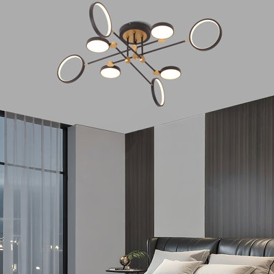 8-light Modern Led Ceiling Light Semi Flush Mount With Remote