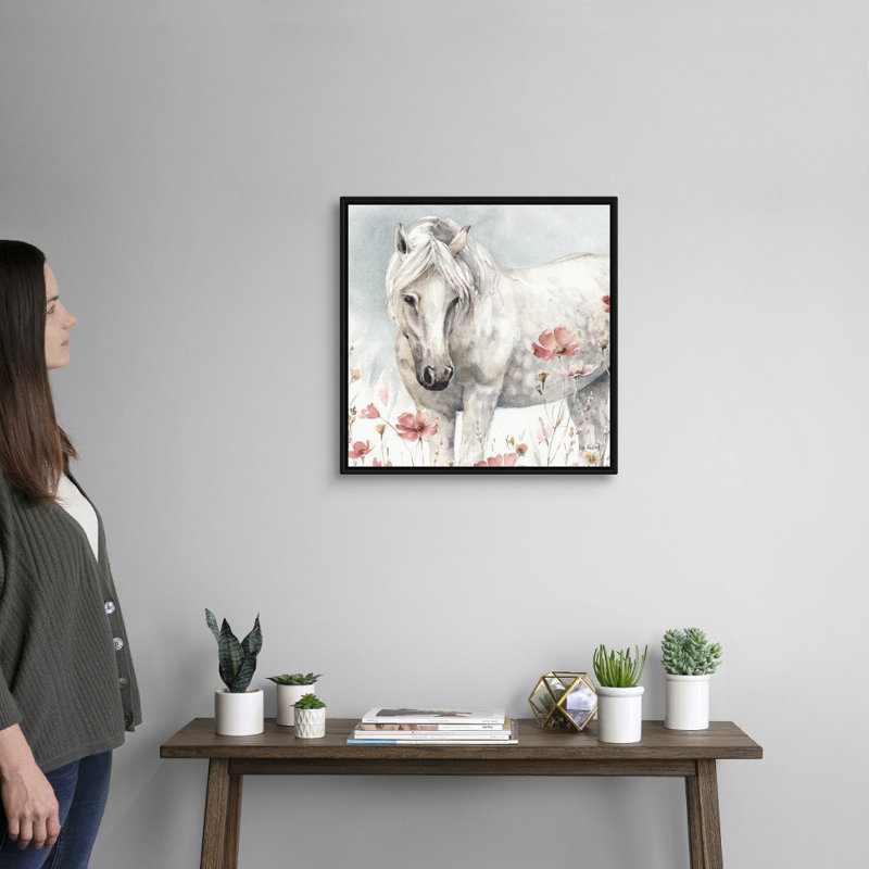 Art sauvage sur toile, "Chevaux sauvages", Toile avec cadre noir, H 22 po x l 22 po x P 2 po
