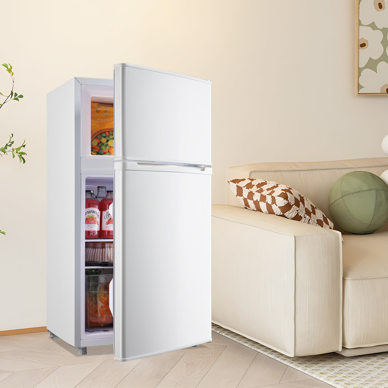 WANAI 3.5 Cu.Ft Mini Fridge with Freezer, Compact Refrigerator for Office, Dorm, Apartment, 7-Level Adjustable Thermostat, 2 Removable Shelves and Bak — FIN-0014489 | Fridge.com