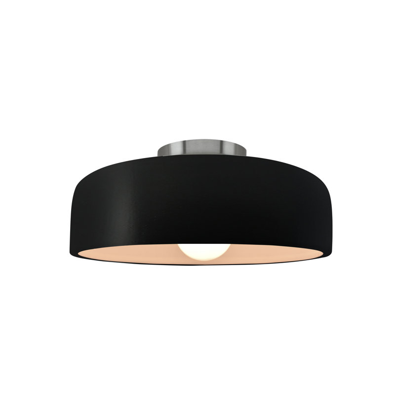 Radiance Ceramic Semi Flush Mount - Replaceable Bulb, Carbon Matte Black, Brushed Nickel, 6" H x 10" W x 10" D