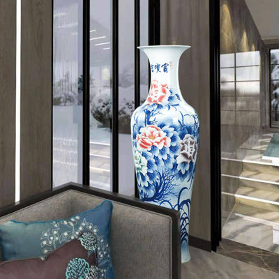 Vase et figurine en céramique peinte à la main 55,12 po Jingdezhen