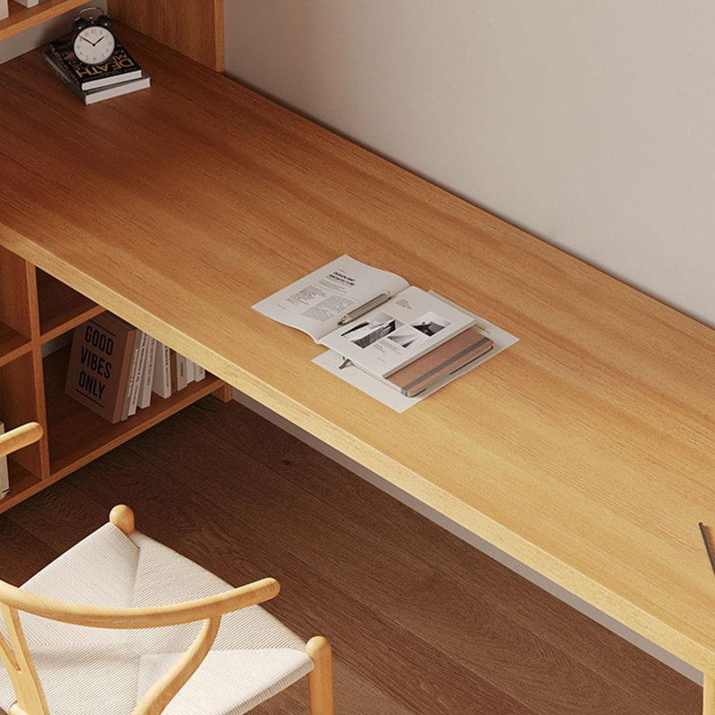 Bureau de direction en L en bois massif Burlywood, H 59,06 po x l 70,87 po x P 37,4 po