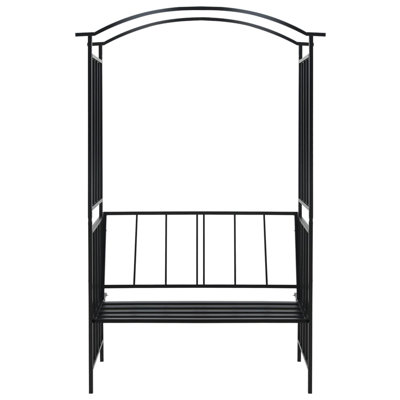 Fairplains 128cm W x 50cm D Metal Arbour with Bench in Black