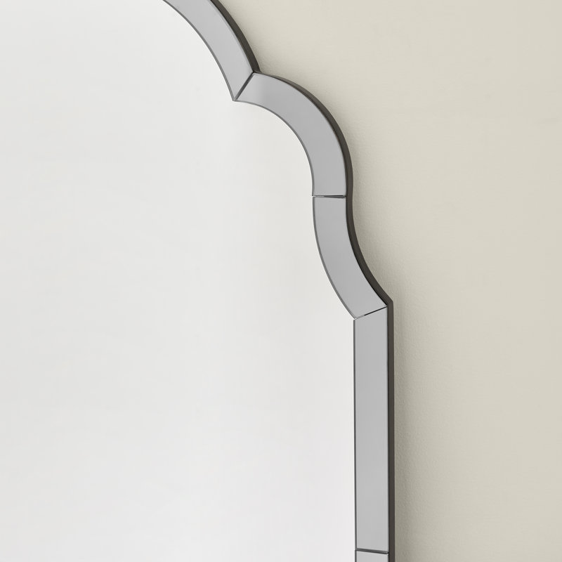 Weippe Glass Arch Floor Mirror, Grey