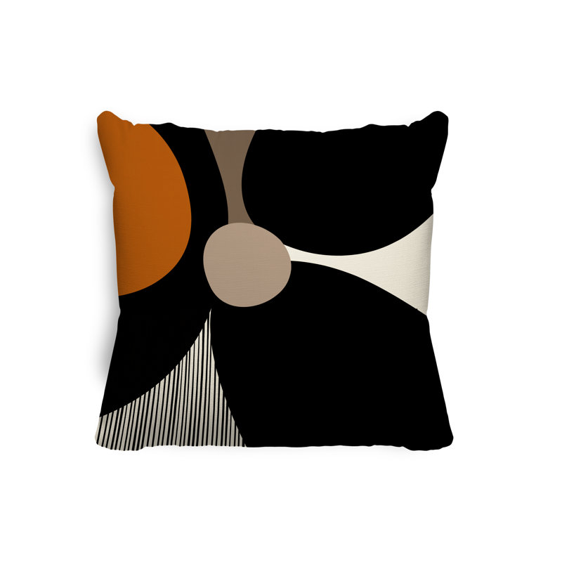 Coussin intérieur / extérieur en polyester filé Lara, 15 po x 15 po, Orange, blanc cassé