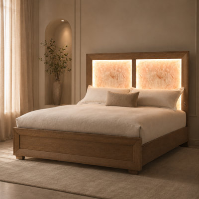 Portrait Queen Panel Bed With LED Lights - Sienna Brown
