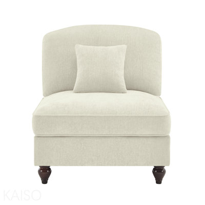 Canapé sans accoudoirs en chenille avec 1 coussin - beige et blanc