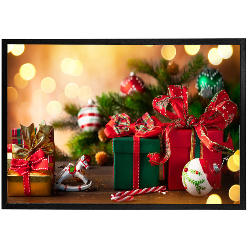 Simonska Christmas Greetings - Single Picture Frame Print, Black, 41cm H x 61cm W x 4cm D