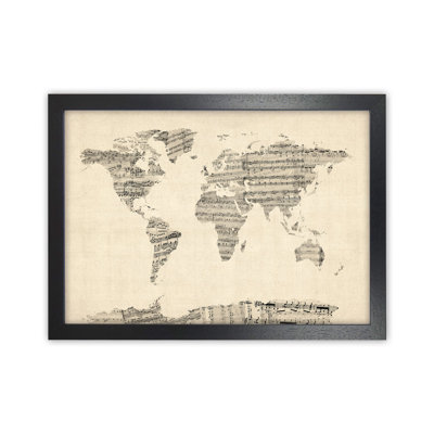 Sheet Music Map Of The World by Michael Tompsett - Print
