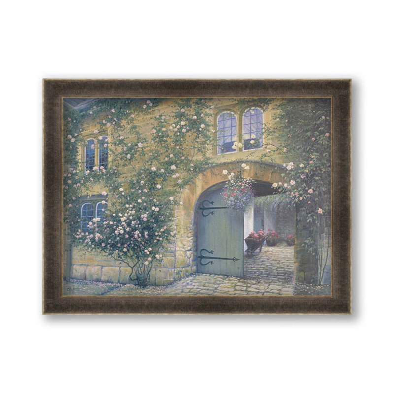 Cobblestone Courtyard par Charles, Toile avec cadre unique en plastique brun, Pas de tapis, H 14 po x l 18 po