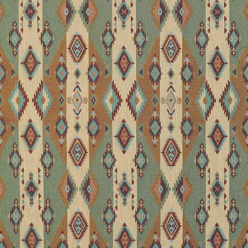 Tissu rayé Southwestern, Vert / Beige