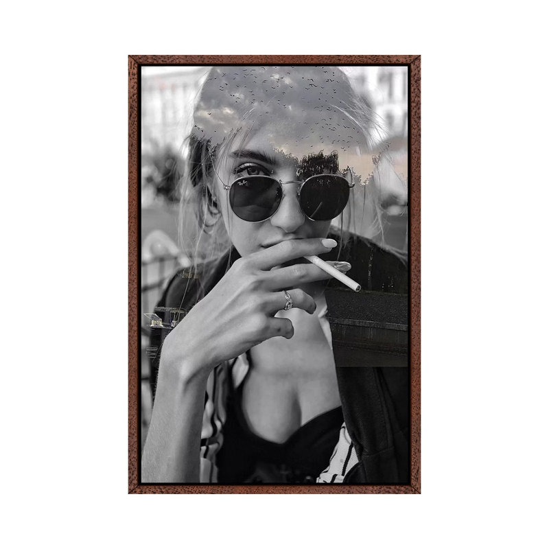 Memory by Yura Ashi - Print on Canvas, 66.04cm H x 45.72cm W x 3.81cm D, Classic Brown Wood Framed