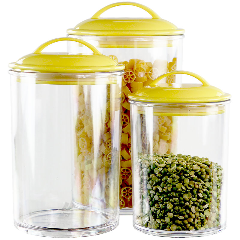 Ensemble de 3 contenants de rangement en acrylique Calypso Basics par Reston Lloyd, Citron