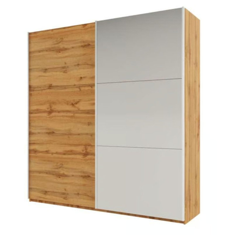 Manufactured Wood Wardrobe, 244cm H x 225cm W x 65cm D, Oak Wotan