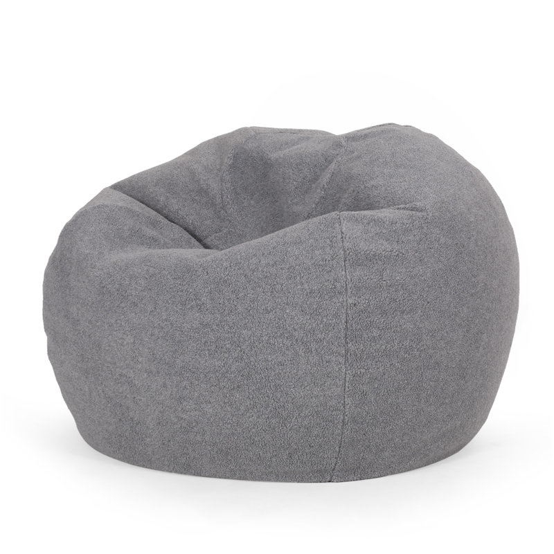 Kavel 3 Foot Rounded Bean Bag, Gray, Gray Fabric