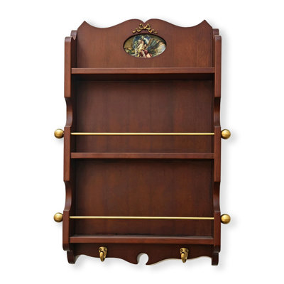 Solid wood + Metal Wall Mounted 3 Shelves, Modern Decor Display Shelf for Bedroom, Bathroom, Kitchen, Living Room