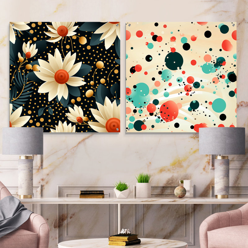 Justin - Ensemble de 2 reproductions abstraites d'art mural en verre acrylique, H 16 po x l 33 po