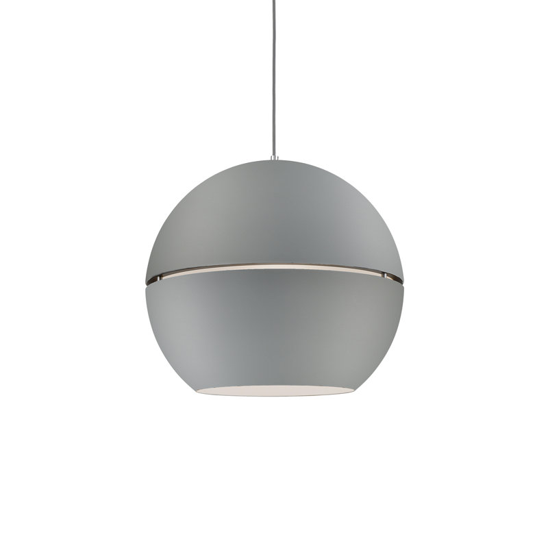 Luminaire suspendu à globe unique à 1 lumière, H 21,5 po x l 24 po x P 24 po, Gris