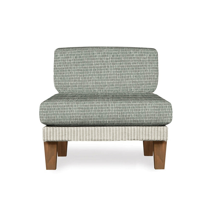 Catalina Outdoor Teak Lounge Chair, Beach Navy, Linen