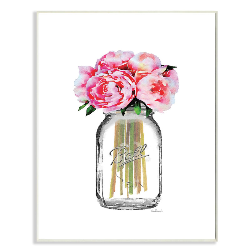 «Fashion Designer Flower Jar Pink Rose», impression, Plaque murale, H 19 po x l 13 po