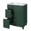 Meuble-lavabo 24 po avec lavabo en céramique, 2 tiroirs et 1 porte à fermeture en douceur vert forêt-116234322