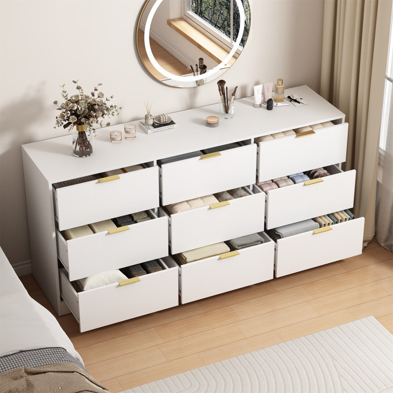 White 9 Drawer Dresser