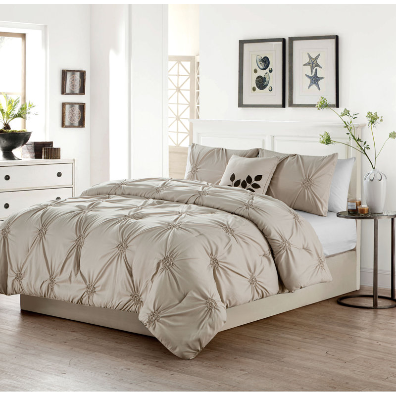 Ensemble d'édredon en microfibre 4 pièces, Édredon très grand + 2 taies décoratives + cous, Taupe