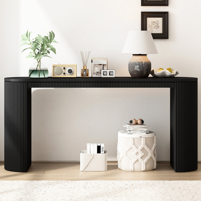 Console élégante avec plateau de fabrication spacieux pour pièces décoratives et lampes, Noir