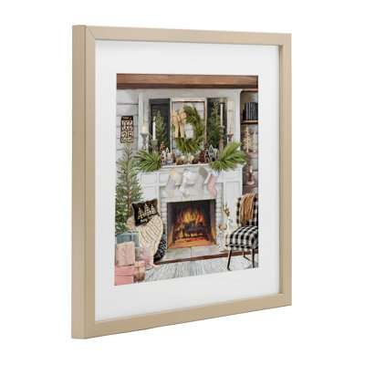 Cozy Fireplace Holiday, reproduction encadrée sous verre, design par Nicky Boehme