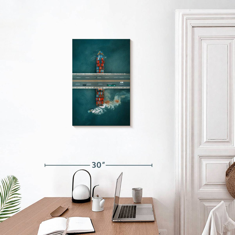 Mehar Cargo Ship Under Bridge, 24" H x 16" W