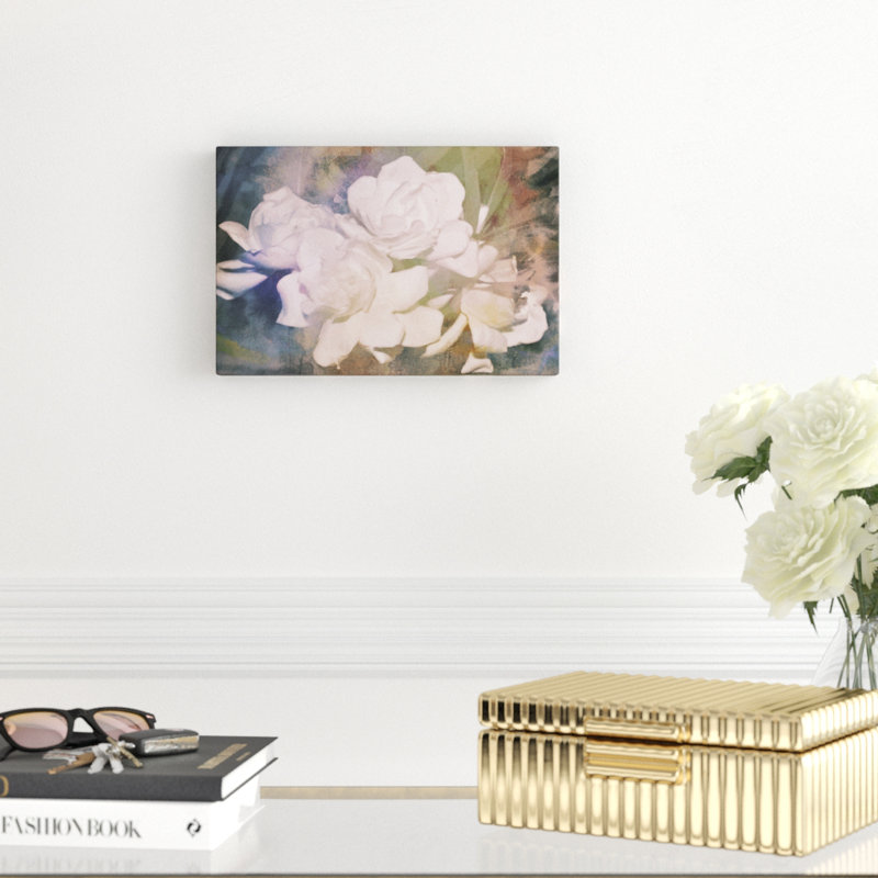« rosé gardenia beauté i », peinture sur toile, H 8 po x l 12 po