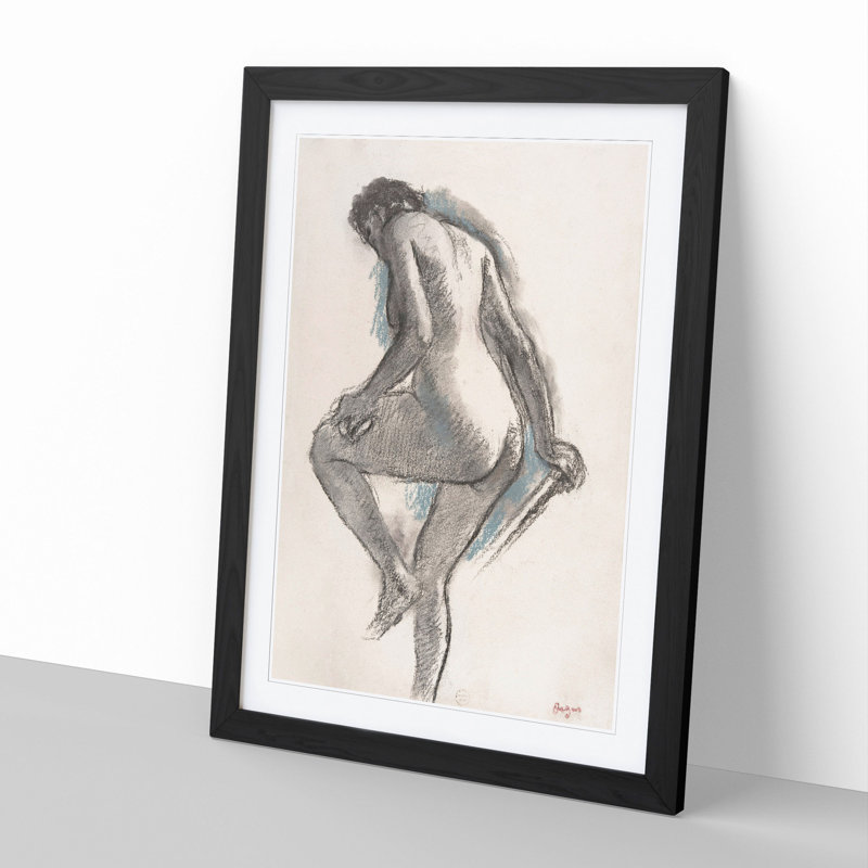 Study of a Nude Woman Vol.2 by Edgar Degas - Picture Frame Painting, Black Framed, 48cm H x 36cm W x 2cm D