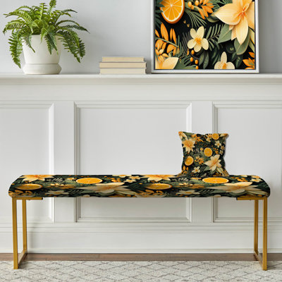Mango Tango - motif tropical - banc rembourré doré