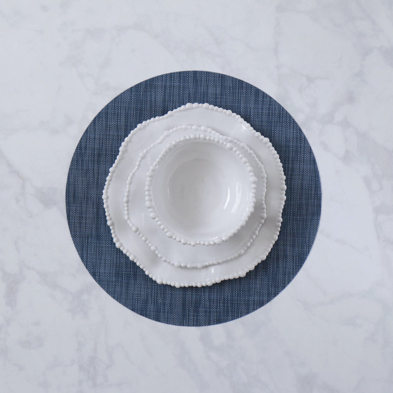 VIDA Round Woven Placemats, Navy