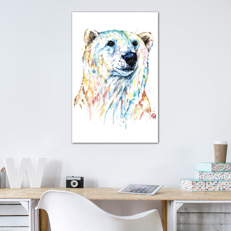 Portrait d'un ours polaire par Lisa Whitehouse - impression d'art graphique, Toile tendue, Pas de tapis