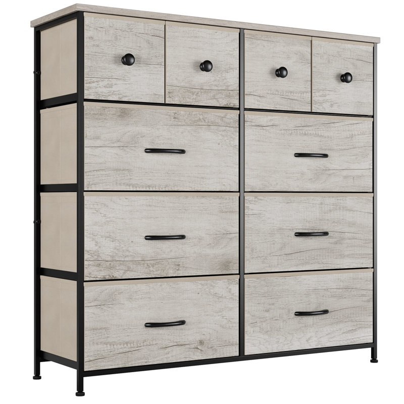 Commode double 10 tiroirs l 39,4 po, Bois clair