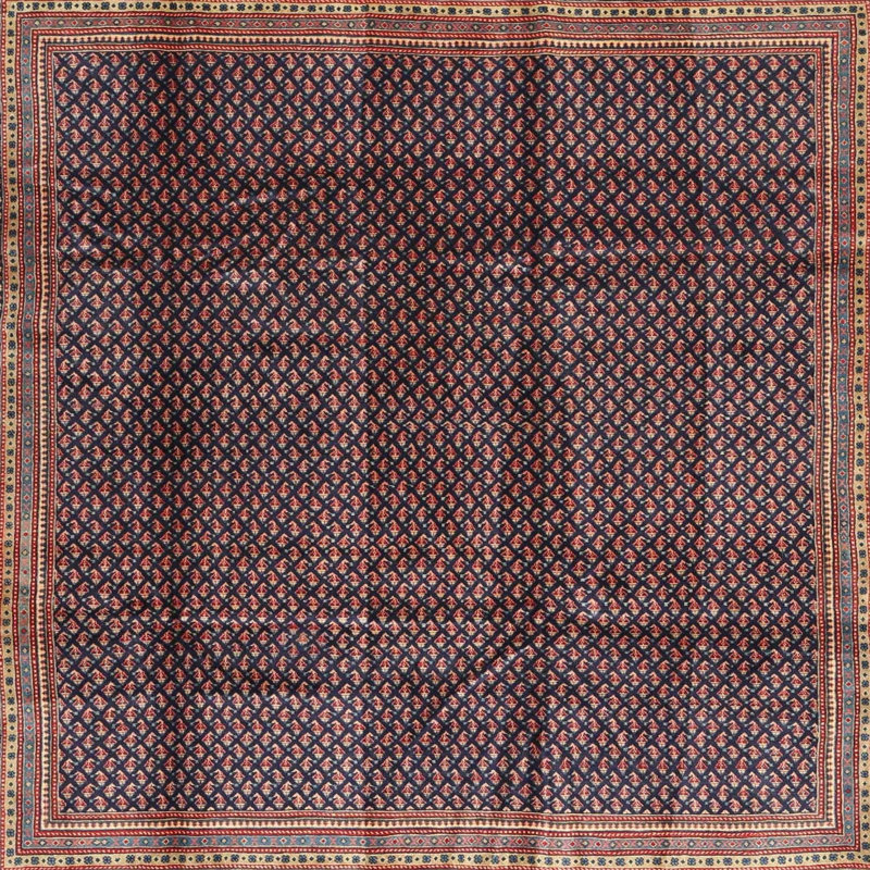 Tapis brun/rouge ciel contemporain, Carré 4 pi