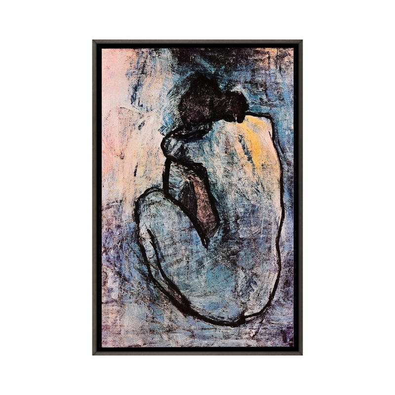 « blue nu » par pablo picasso-impression, Toile encadrée de bois rustique foncé, H 26 po x l 18 po x 1,5 po