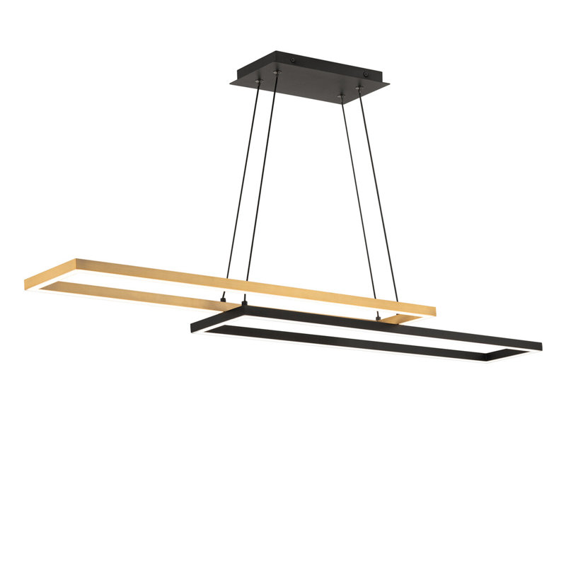 42'' Black and Aged Brass LED Linear Pendant Light