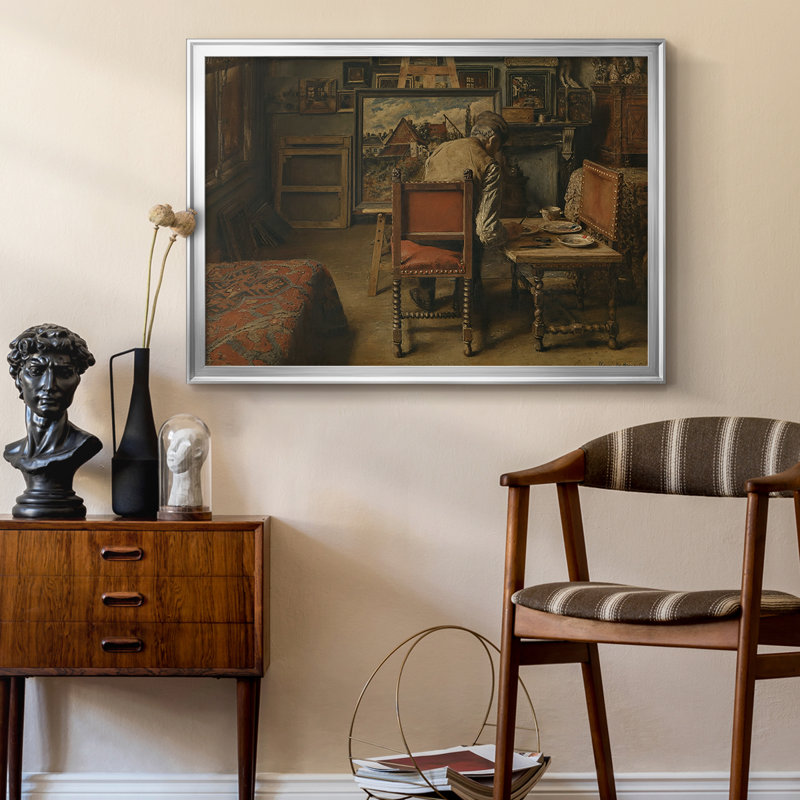 Le peintre dans son atelier - Henri de Braekeleer - Toile tendue avec châssis, c. Fin du 19e siècle, Toile avec cadre, Argent