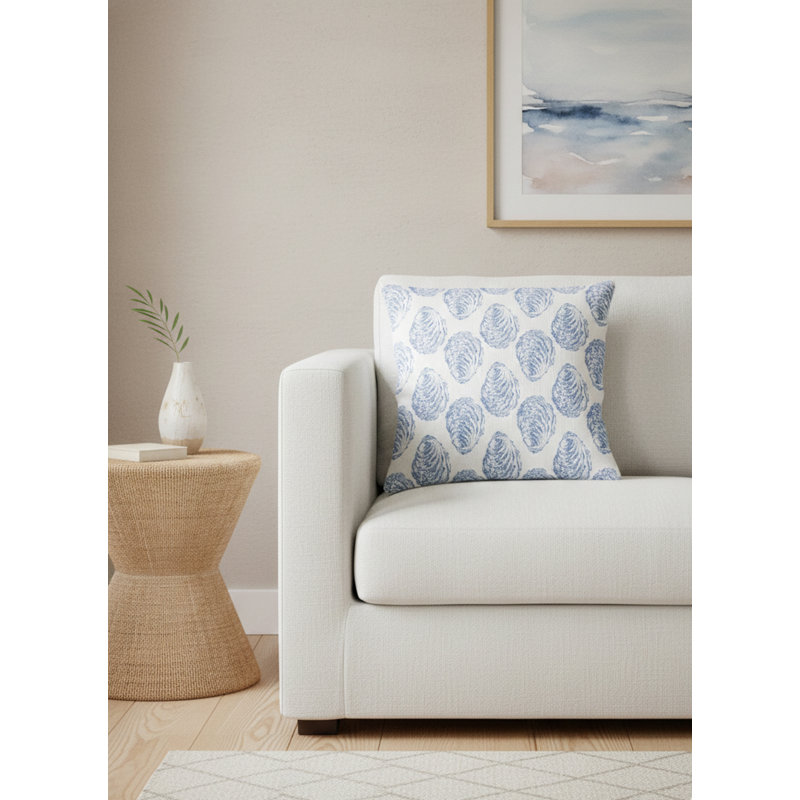 Printed Pillows Linen Geometric Accent Pillow, Blue, Square 26", Pillow Cover Only - No Insert