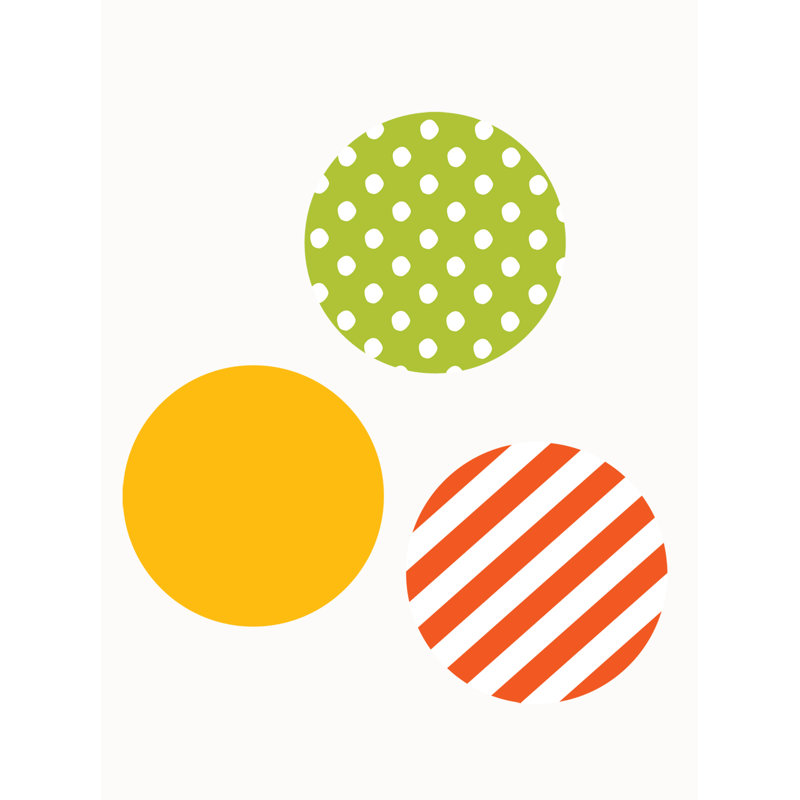 Décalcomanie murale points à motifs mélangés, Orange / Vert / Jaune