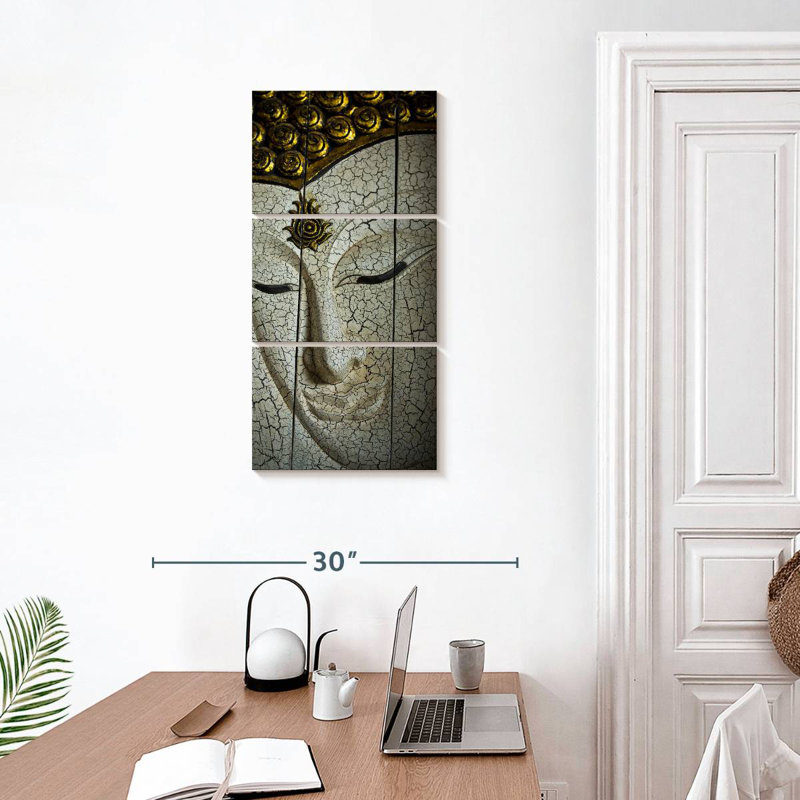 Visage de bouddha intemporel, H 32 po x l 15 po