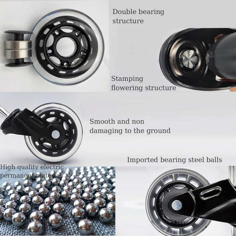 Universal Office Chair Wheels Replacement Set, Heavy Duty 500 Lbs Capacity Quiet Polyurethane Wheels for Hardwood Carpet Floors